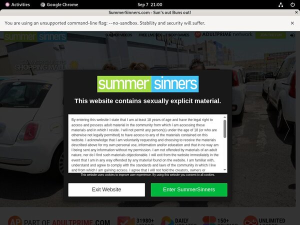 Summer Sinners Discount Sign Up